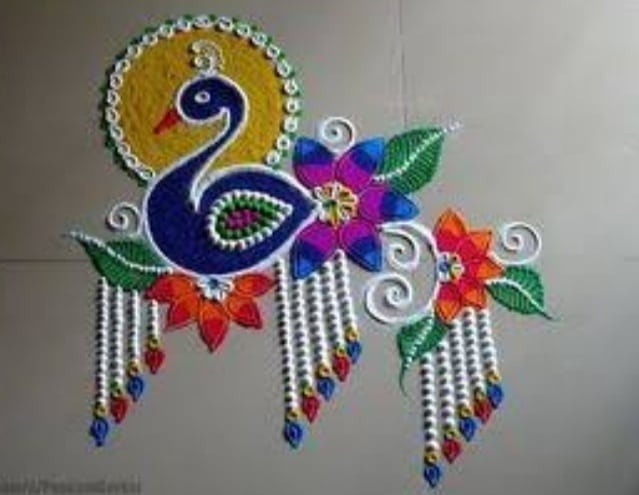 2 easy peacock rangoli designs for diwali Dhanteras/navratri Durga Puja  rangolis - Yo… | Rangoli designs simple diwali, Easy rangoli designs, Rangoli  designs diwali