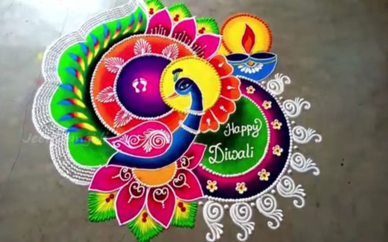 Happy Diwali Beautiful/Creative Rangoli New | इस दिवाली Easy Rangoli बनाये  | Simple Diwali Rangoli - YouTube